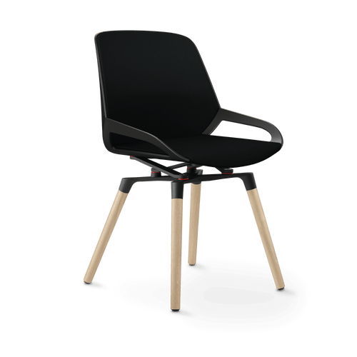 Aeris Numo Comfort Gambe in legno di rovere Rivestimento del sedile nero