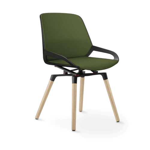 Aeris Numo Comfort Pieds en bois chêne Tissu d'assise vert fougère chiné