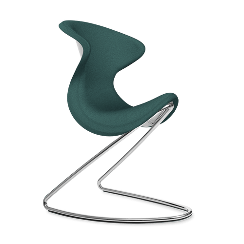 Beste schommelstoel Aeris Oyo met duifblauwe bekleding en verchroomd frame