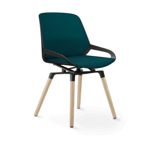 Aeris Numo Comfort wooden legs oak seat cover mottled petrol blue