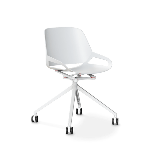 Home Office Chair Aeris Numo, white shell, white lacquered frame