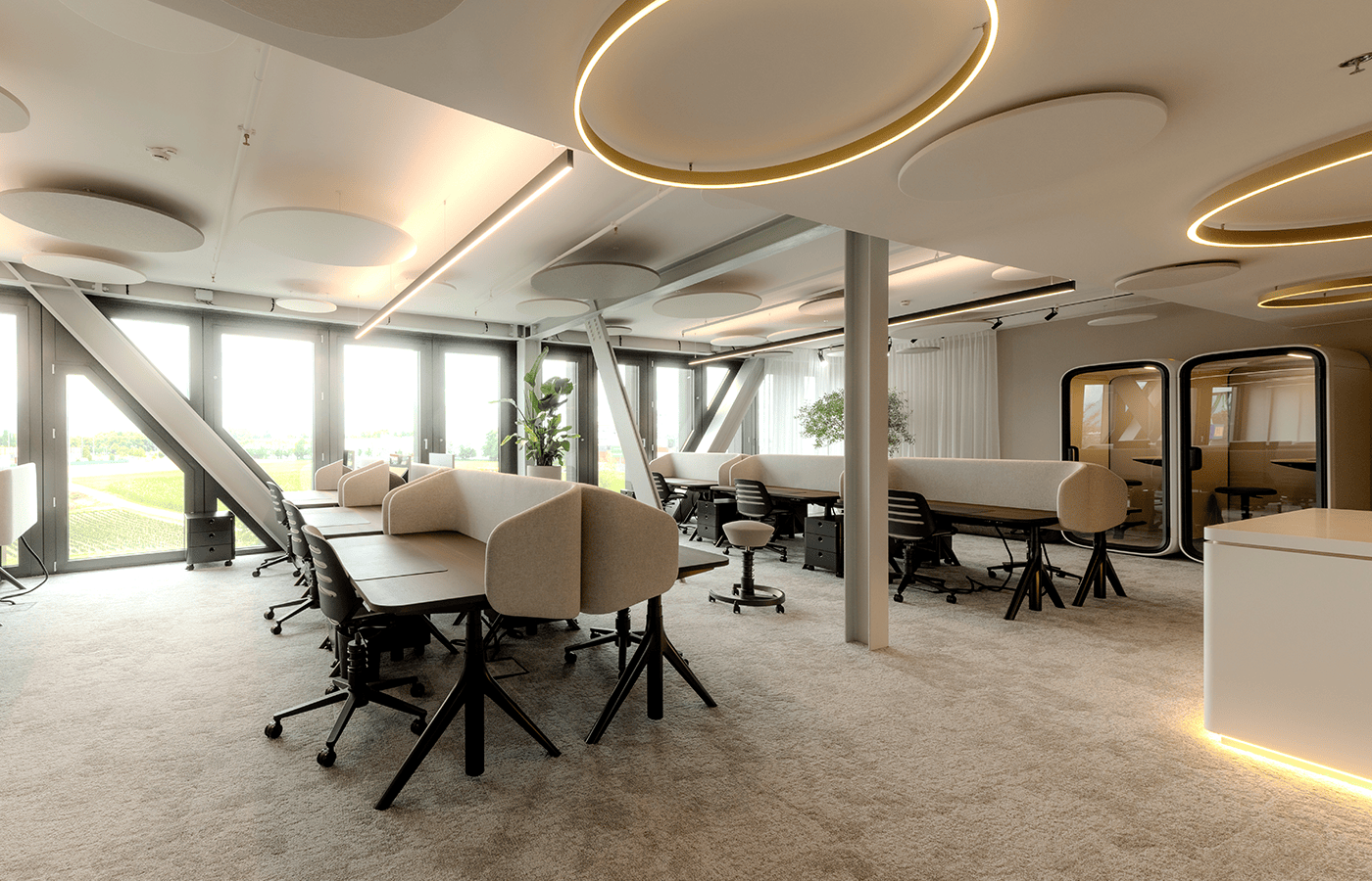 Die Werbeagentur Martin&Klein in Salzburg ist ausgestattet mit ergonomischen Aeris Numo Task Bürostühlen.