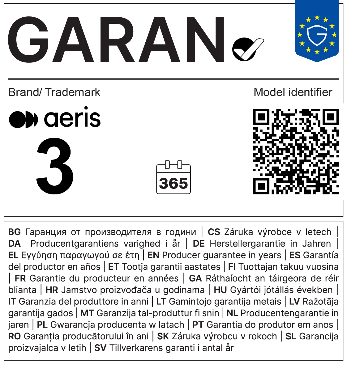 Garantie Label Aeris